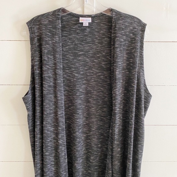 LuLaRoe Women's Sleeveless Duster Cardigan Open Front Gray Space Dye L - Picture 10 of 12